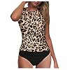 Tweedelig badpak voor dames, tankini’s met patroon, gevoerd, hoge taille, buikweg, bikinibroek, bikiniset, badmode…