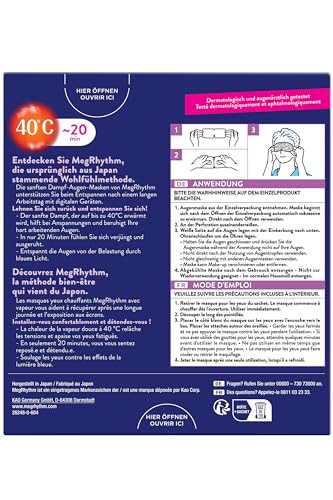 MegRhythm Wärmende Augen-Maske - 5er Packung - Mit sanftem Dampf - Lavendel-Duft, 100 g Beruhigend