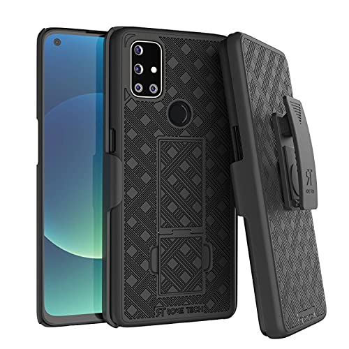 Rome Tech Holster Case with Belt Clip for OnePlus Nord N10 5G - Slim Heavy Duty Rugged Phone Cover with Kickstand Compatible with OnePlus Nord N10 5G - Black