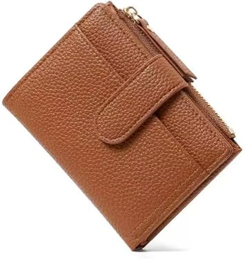 Purses for Women - Soft Leather Bi-fold Small Ladies Purse with ID Window with Card Holder Zipper Coin Purse for Ladies,Brown