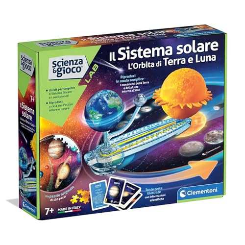 Clementoni Scienza e gioco Lab – Il Sistema solar, órbita di Terra e Luna, gioco científico Bambini 6 Anni per scoprire il Cosmos, com puzzle de 150 peças, fabricado na Italy, língua italiana, 19402