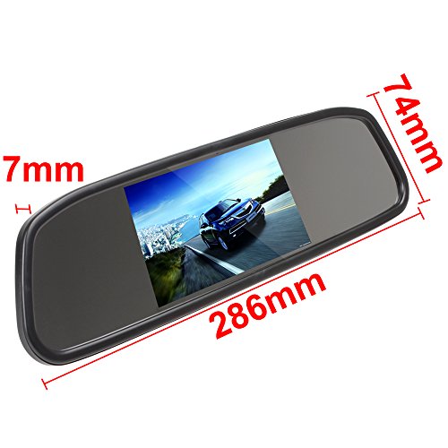 Ponpy 4.3" Tft Color Lcd Screen 2 Video Input Car Rear View Mirror Monitor Vehicle Parking In-Mirror Monitor For Dvd/Vcr/Car Reverse Camera #TOP2