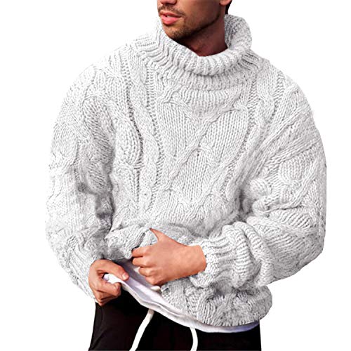 Vdnerjg Men's Thermal Turtleneck Sweater Long Sleeve Cable Knit Casual Chunky Pullover Jumper