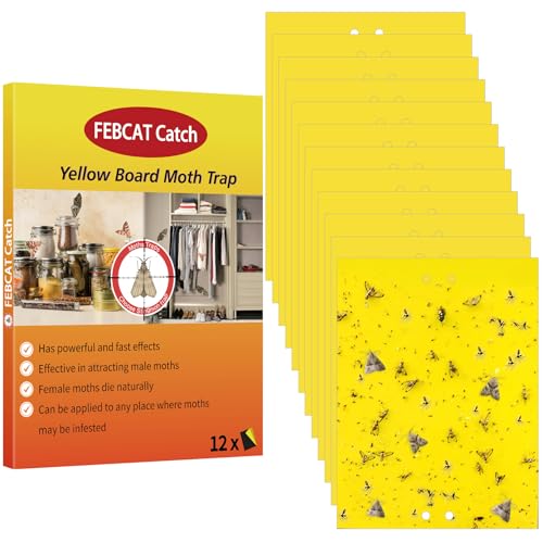 FEBCAT Catch Antipolillas | 12Pcs Trampas Polillas Alimentos | Trampa Polillas Alimentos | Atrapa Polillas | Antipolillas para Ropa Armario