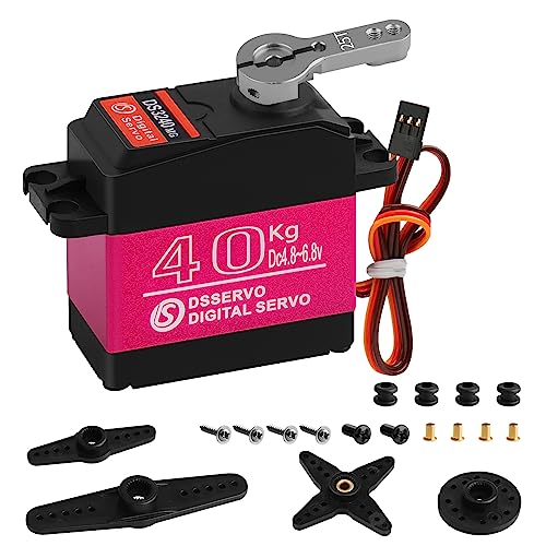40KG High RC Servo High Torque Servo Motors Digital Servo Waterproof Full Metal Gear Steering Servo with 25T for 1-8 1-10 1-12 RC Car Crawler Robot Control Angle 270°