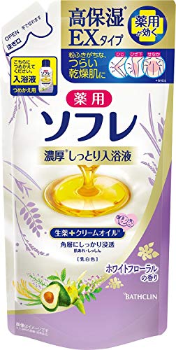 薬用ソフレ 濃厚しっとり入浴液 ホワイトフローラルの香り つめかえ用400ml × 12個セット