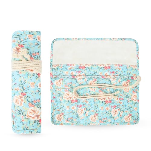 Serlium Estuche Enrollable, Estuche De Lápices De 20 Agujeros Papelería De Lona Bolsa De Almacenamiento De Lápices Para La Escuela Aceite Acuarela Gouache Arte Pinceles