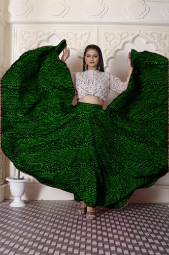 Image of Women's American Crepe Blooming Flared Long for Traditional Stitched A-line Flare Skirt for Girls with 12 Meter Flare 40inch Height