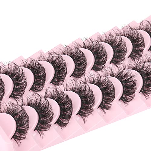 wiwoseo False Eyelashes Russian Strip Lashes Butterfly Styles Faux Mink Lashes Wispy Fluffy 16MM 3D Effect Fake Eyelashes 10 Pairs Pack