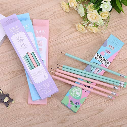 HB Wood Pencils Pastel multi color 12 pack eraser tip sharpener included pre-sharpened #2