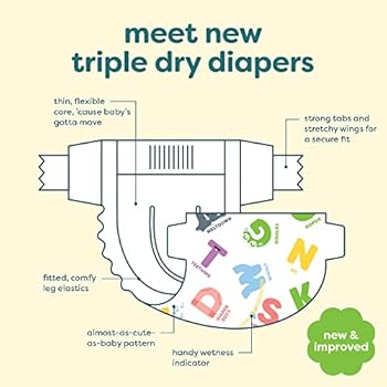 Babyganics Size 3, 136 count, Absorbent, Breathable, Triple Dry Protection  Diapers