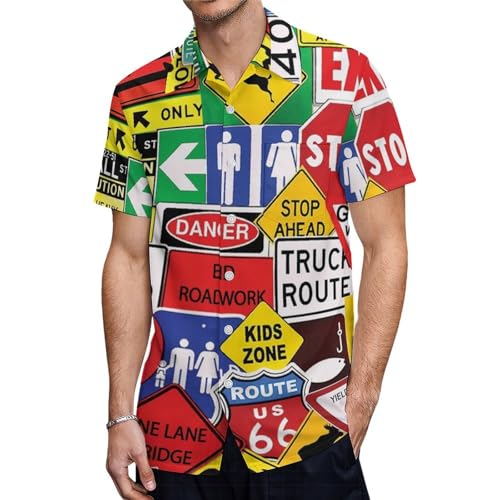 T-shirt homme manches courtes au motif panneau routier graphique