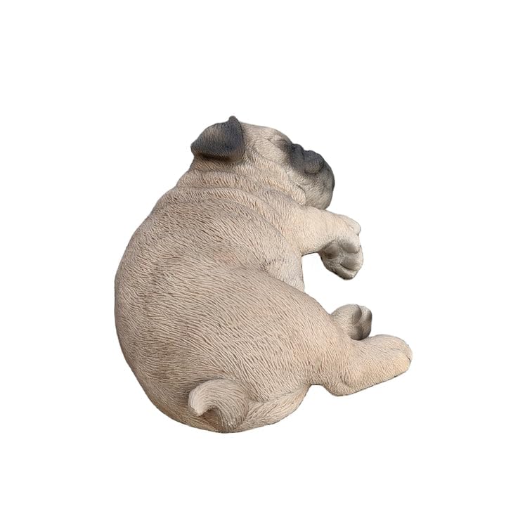 Figura de Pug Durmiendo en Resina Marrón para Jardín miniatura 2