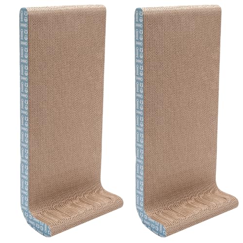 Image of Furhaven Pet Furniture for Cats and Kittens - Wall-Mounted Corrugated Cat Scratcher Pad with Catnip, Seaglass, Wide