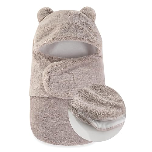 Image of AiWMGL Baby Swaddle Boys Girls 3-6 Months Fleece Winter Warm Adjustable Newborn Swaddling Wrap Soft Blanket Sleeping Sacks Infant