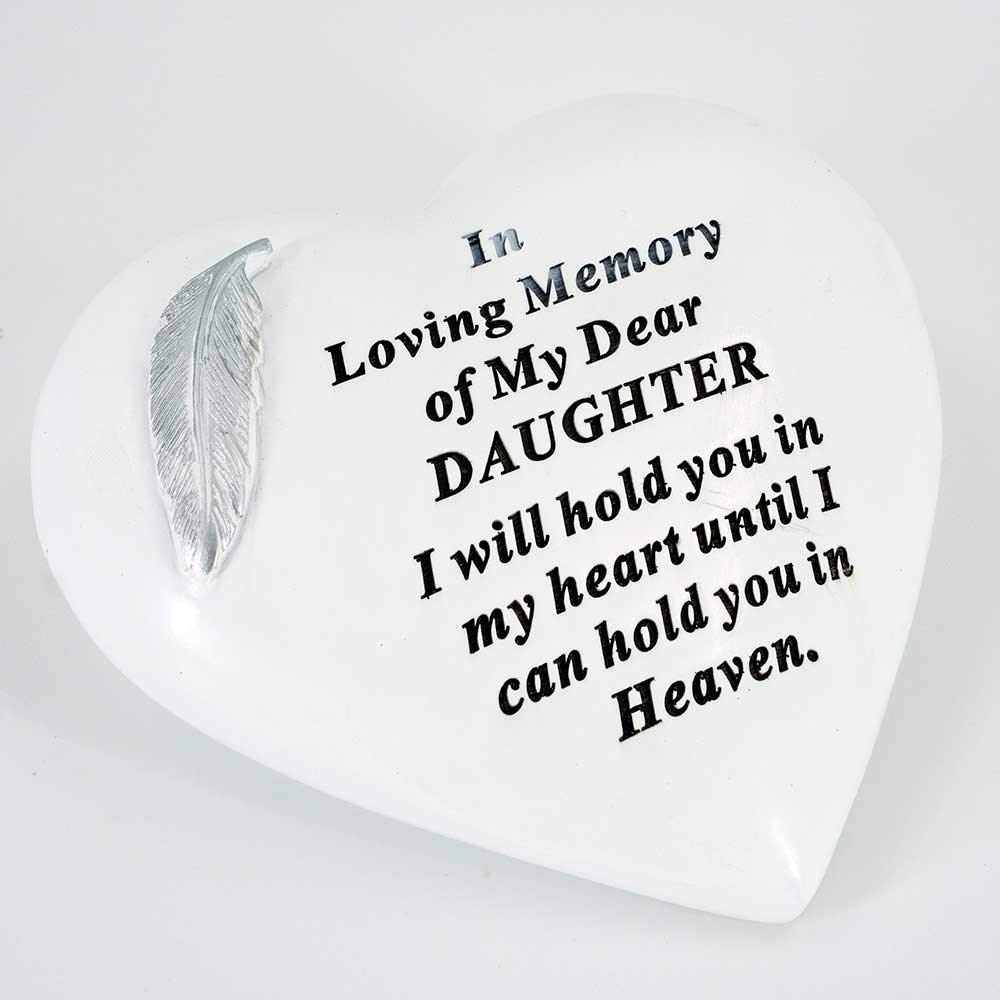Yireal Special Daughter Graveside Memorial Feather Heart Grave Plaque Ornament Decoration