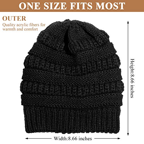 Image of Geyoga Winter Beanies Satin Lined Warm Thick Knitted Hats Slouchy Caps for Women