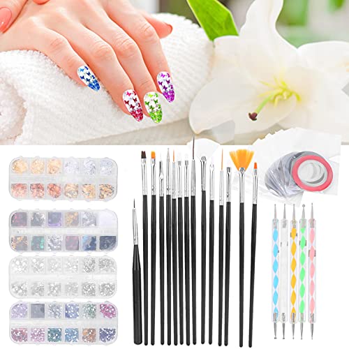 Nail Art Pinsel 3D Nail Art Dekorationen Kit Nail Art Werkzeug Set Nagelpinsel Punktierstift Strass Dekoration… – Bild 6