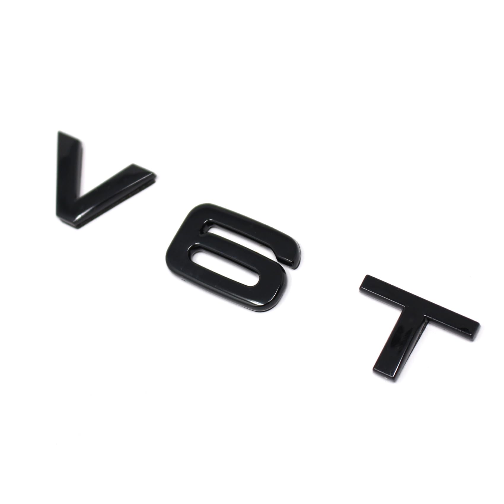 VmG-Store Emblème V6T en Plastique avec Dos adhésif en Mousse (V6T, Noir Brillant)