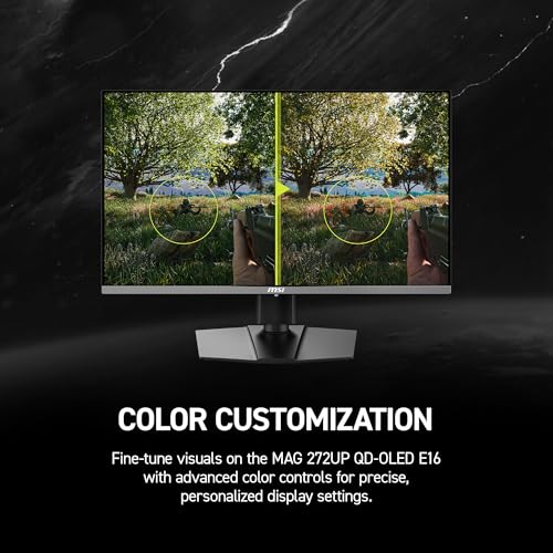 Image of msi MAG 272UP QD-OLED E16 27-Inch WQHD QD-OLED Monitor, 3840x2160, 165Hz, 0.03ms, DisplayHDR True Black 400, AMD FreeSync Premium Pro, G-SYNC Compatible, AI Care Sensor, HDMI2.1, DP 2.1, 98W USB-C