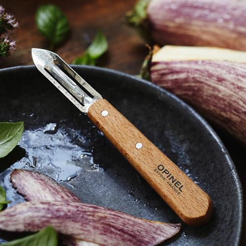 Opinel - Set Di 4 Coltelli Da Cucina Essenziali - N°112 Ufficio, N°113 Seghettato, N°114 Verdure, N°115 Pelapatate - Lama In Acciaio Inossidabile - Faggio Verniciato Naturale - 12