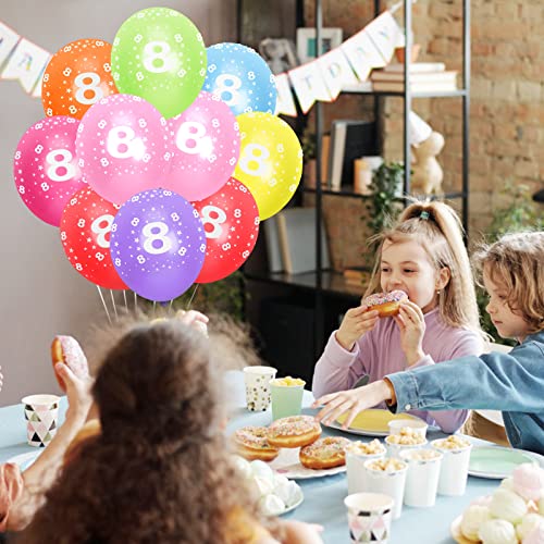 8Th Birthday Balloons, 12" Multicoloured Numbers Printed Latex Age Balloons, Birthday Digit Balloons 8 For Girls Boys 8 Year Old Birthday Decorations, 8Th Anniversary Party Supplies (Pack Of 10) #TOP3