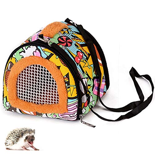 Pet Small Animals Hedgehog Rat Small Guinea Pig Carrier Bag with Detachable Strap Double Zipper Travel Guinea Pig Rat Chinchillas Hamster Hedgehog Carriers Sling Handbag for Small Animals