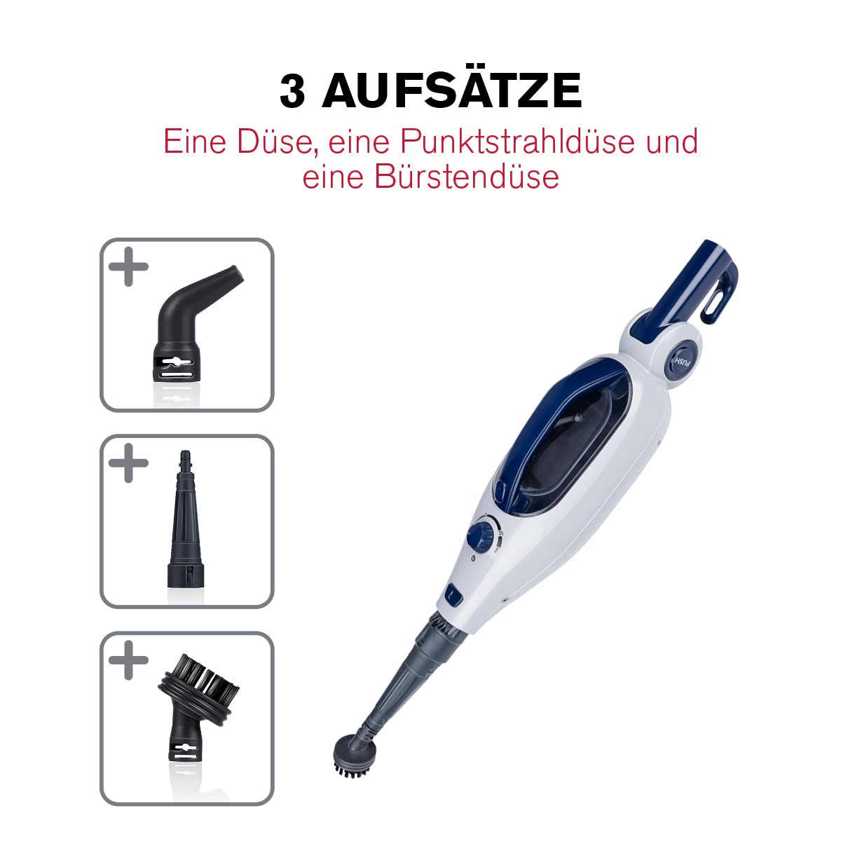 Dirt Devil Bodenwischer und Dampfreiniger Handgerät DD7004 - Bodenwischer Elektrisch - Steam Cleaner 1300 W - Dampfreiniger für Alles in 30 Sekunden aufgeheizt - Wischsystem mit 4 Aufsätzen