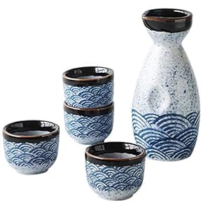 DOITOOL 5-Delige Keramische Japanse Sake Set Sake Serveerset Sake Cups Set 180Ml 20Ml
