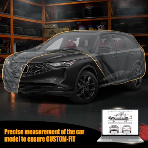 Image of Waterproof Premium Car Covers Replace for 2014-2025 Acura MDX, 10 Layers Heavy Duty with Cotton Liner Car Cover with Zipper Door, Windproof Bands for Snow Rain Dust Protection