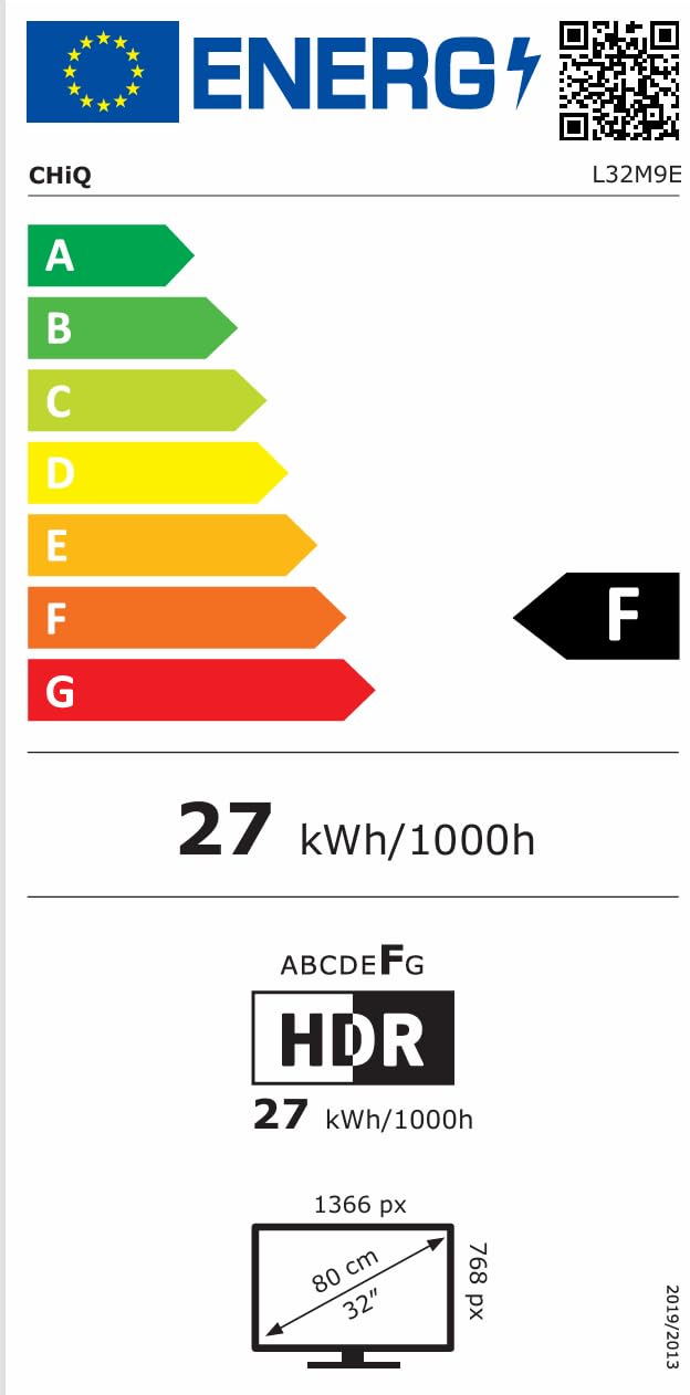 CHiQ L32M9E Téléviseur Smart 32 Pouces (80 cm), HDR10, Google TV, Tuner Triple, Dolby Audio, DBX-TV, HDMI, USB, sans Cadre en métal, Noir