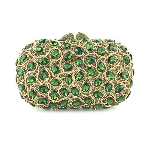 Lwieui Hochzeit Damen Clutch Frauen Strass Abendtasche Handtasche Edle Elegante Geldbörse Brieftasche Hochzeit Kupplung Geldbörse Party Abendessen-Beutel (Farbe : Grün, Size : 17.5x6.5x11.5cm) Cover