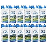 Lakkeland UHT Whole Milk 1 Litre – Pack of 12 | Long-Life Ambient Milk | High Protein, Creamy Flavour | Perfect for Home, Office, Cafés & Travel