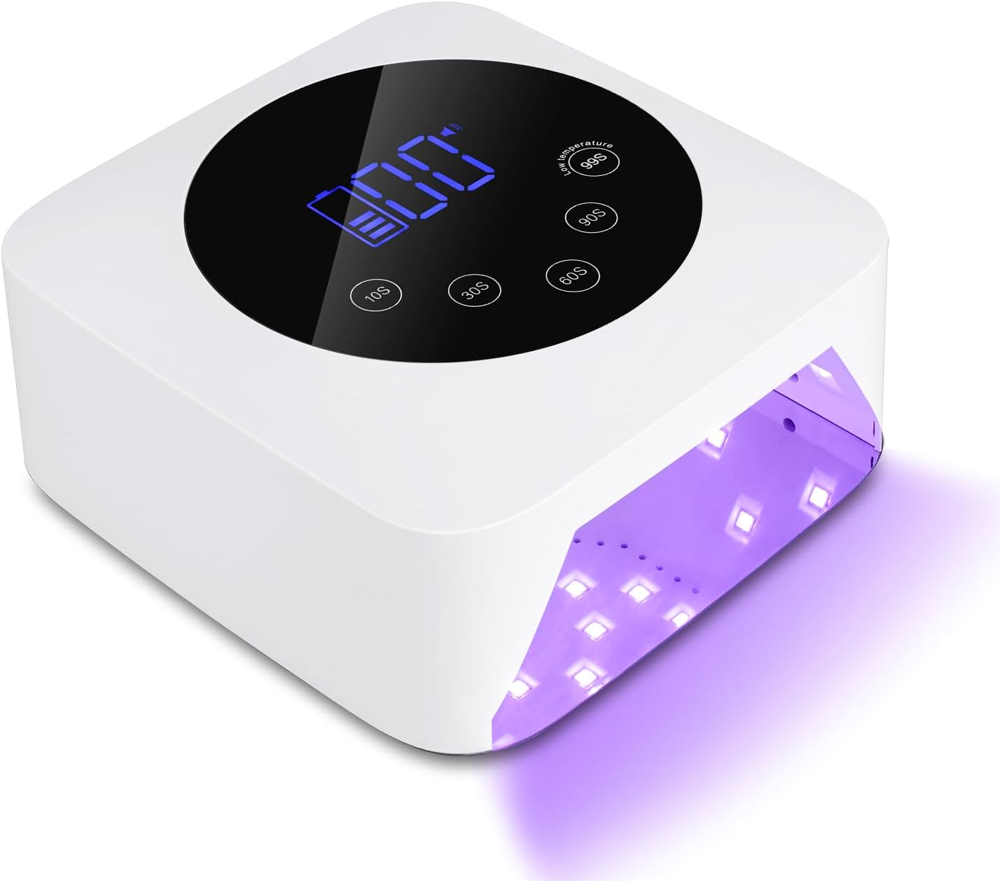 Cordless UV LED Nail Lamp,72W Rechargeable Nail Dryer for All Gel Nails with 5 Timers & Mirror Base,Touch Control & Auto Sensor,Ideal for Training,Nail Art Pratice,Home and Salon(White)