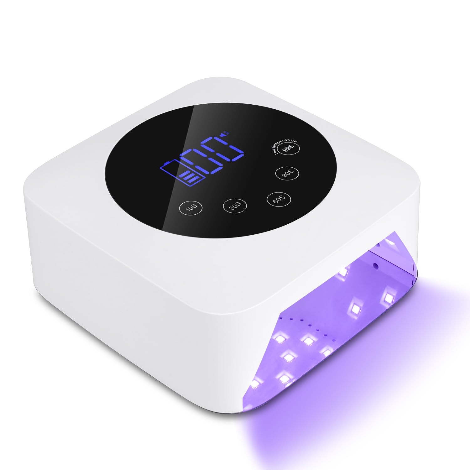 Lámpara LED UV inalámbrica, secador de uñas recargable de 72 W para todas las uñas de gel con 5 temporizadores y base de espejo, control táctil y sensor automático, ideal para entrenamiento