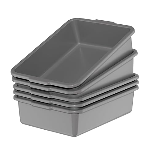 Caja de autobús comercial de 8 L, paquete de 5 unidades, pequeña bañera de autobús de lavado, color gris