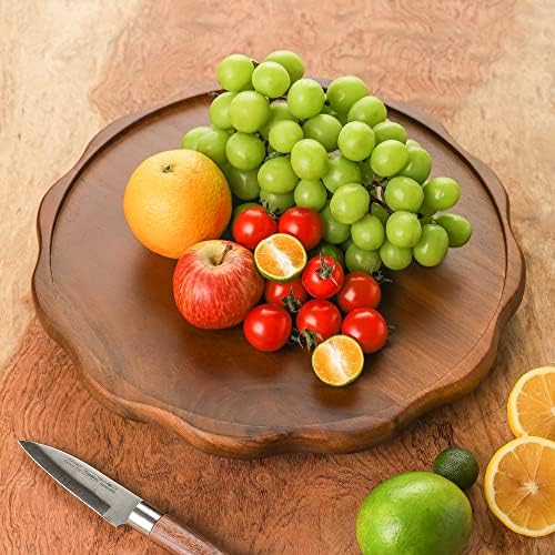 Wooden Lazy Susan Turntable Cupboard Organiser 25.4cm Spice Rack for Kitchen Organize Storage Kitchen Storage Unit for Cooking Oil, Ingredients, Bottles and Jars (Acacia Wood)