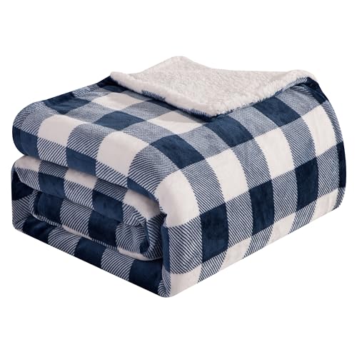 Couverture réversible flanelle sherpa plaid jeté molleton chaud - 2