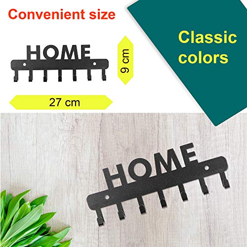 Image of Sehaz Artworks Metal Key Holder for Home | Bird Key Hooks | Key Holder for Home Decor Stylish | Key Stand for Wall (7 Hooks, Black)