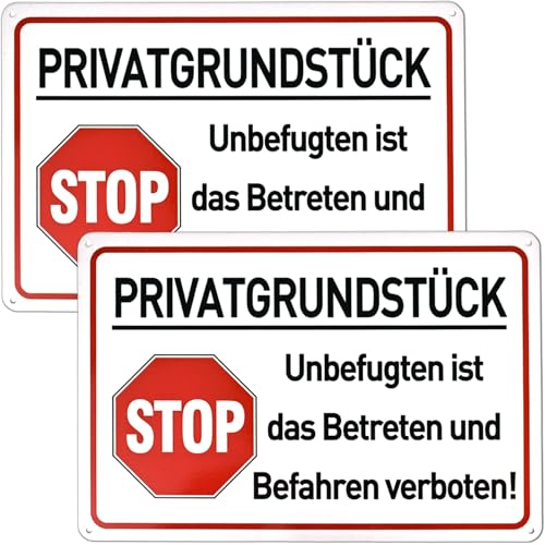 2 carteles de propiedad privada, 20 x 30 cm, de aluminio, señal de advertencia de propiedad privada, para terrenos privados, calzadas, aparcamientos, obras