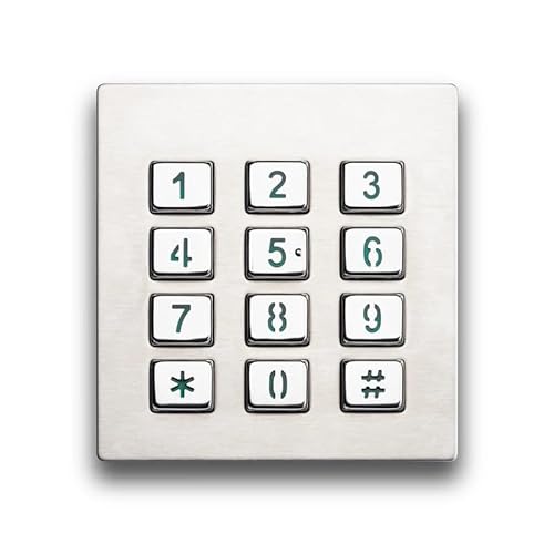 IP65 12 Keys 3x4 Stainless Steel Metal Backlit Numeric Keypad For Industrial Telephone Access Control System(RS232,Star And hash