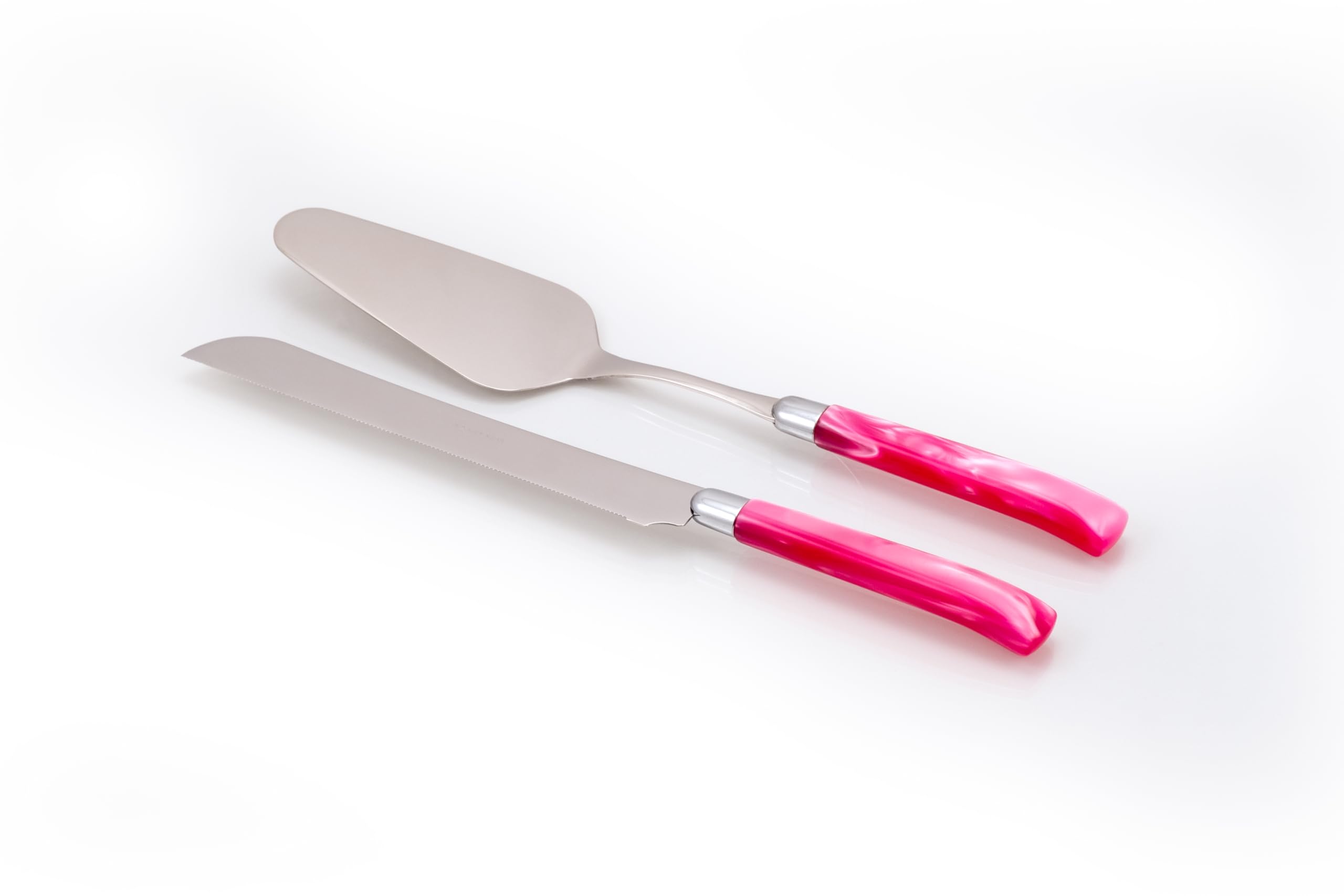 Rivadossi Sandro 7702D07 Set di Pala e Coltello per Torta, 2 Pezzi-Giada-100% Made in Italy, Artigianalità e Design, Acciaio Inox 18/10, Rosa