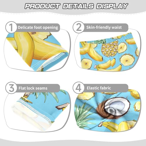 Wusikd Bananas Pineapples Girls' Leggings Toddler Doodles Coconut Kids Yoga Pants Dance Active Tights 4T3