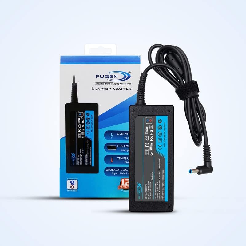Image of Fugen Laptop Adapter Charger 65w 19v 3.33a Bluetip for H-P 15-bs541tu, 15-bs541ur, 15-bs542tu, 15-bs542ur, 15-bs543tu, 15-bs544tu, 15-bs544ur (W /O Power Cable)