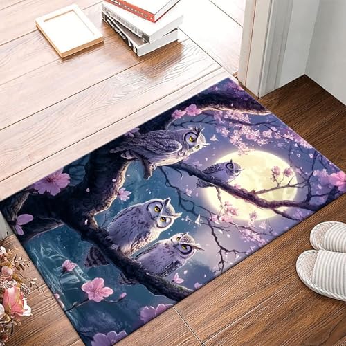 Tapis de décoration hibou 3D tapis de sol chic antidérapant salon - 4
