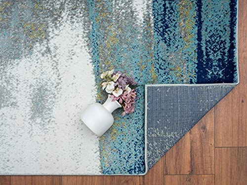 LUXE WEAVERS Lagos Collection 7558 Light Blue 2x7 Abstract Area Rug by LUXE WEAVERS - Image 5