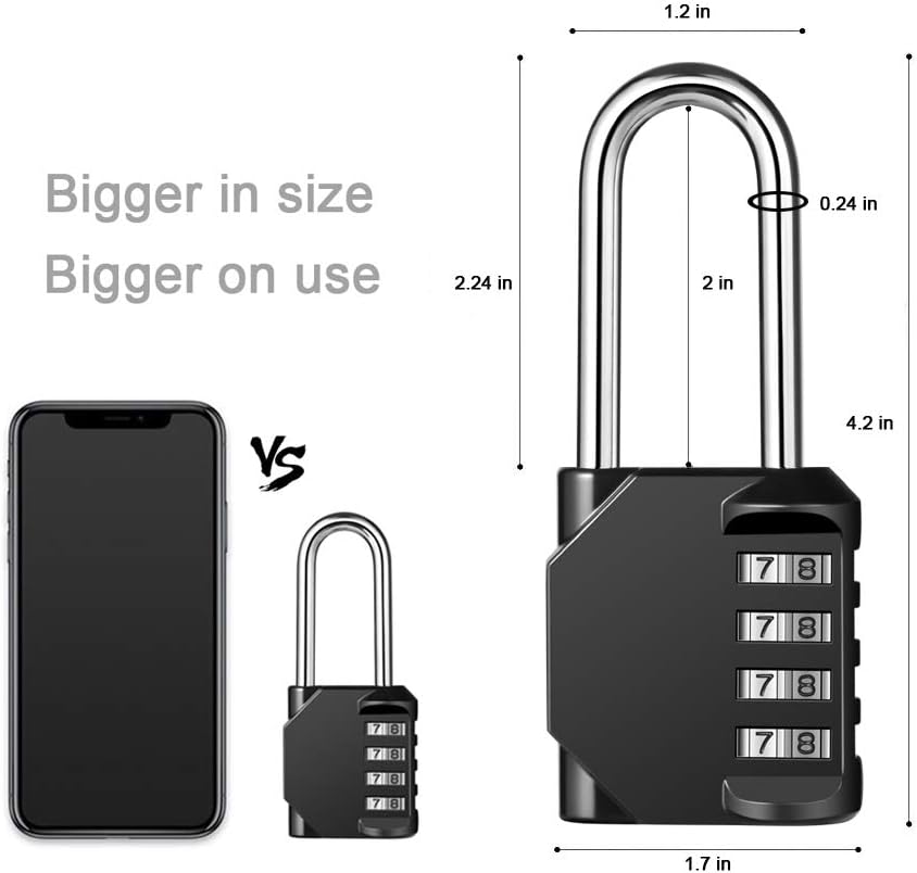 Disecu 4 Digit Combination Lock 2.2 Inch Long Shackle Outdoor Waterproof Padlock for School Gym Locker, Sports Locker, Hasp Storage, Fence, Gate, Case, Toolbox (Black, 2 Pack) - - 