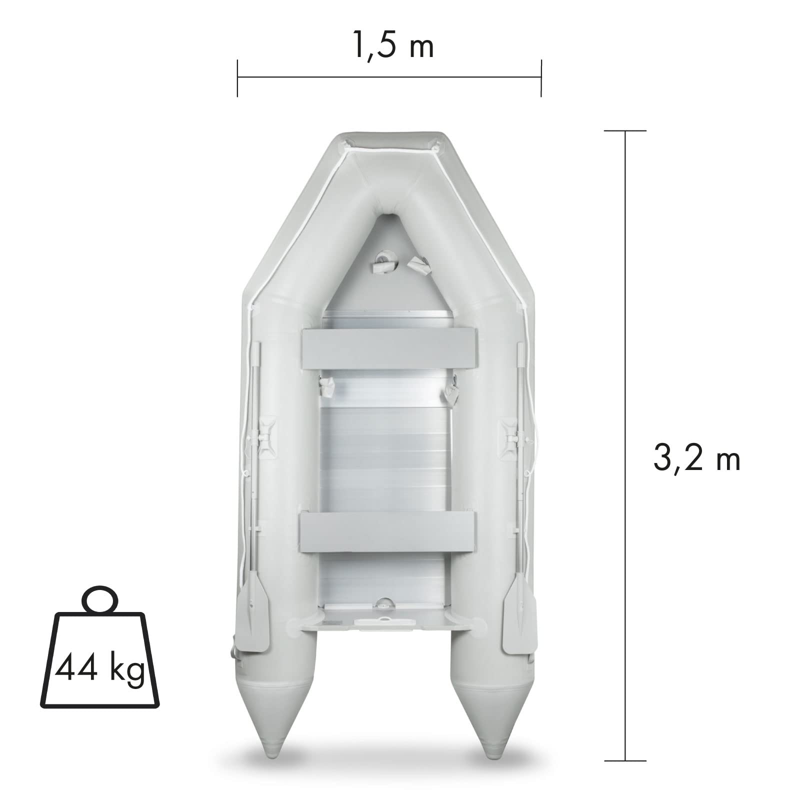 EBERTH Gommone Gonfiabile Barca da Pesca in Robusto PVC per 3-8 Persone, 2X pagaie, Potenza Massima Motore 10 to 50 CV, Kit Riparazione, Pompa, Borsa Trasporto, Fino a 484 to 1100kg
