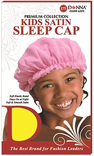 Donna's Premium Soft Elastic Kids Satin Sleep Cap (Random Color)
