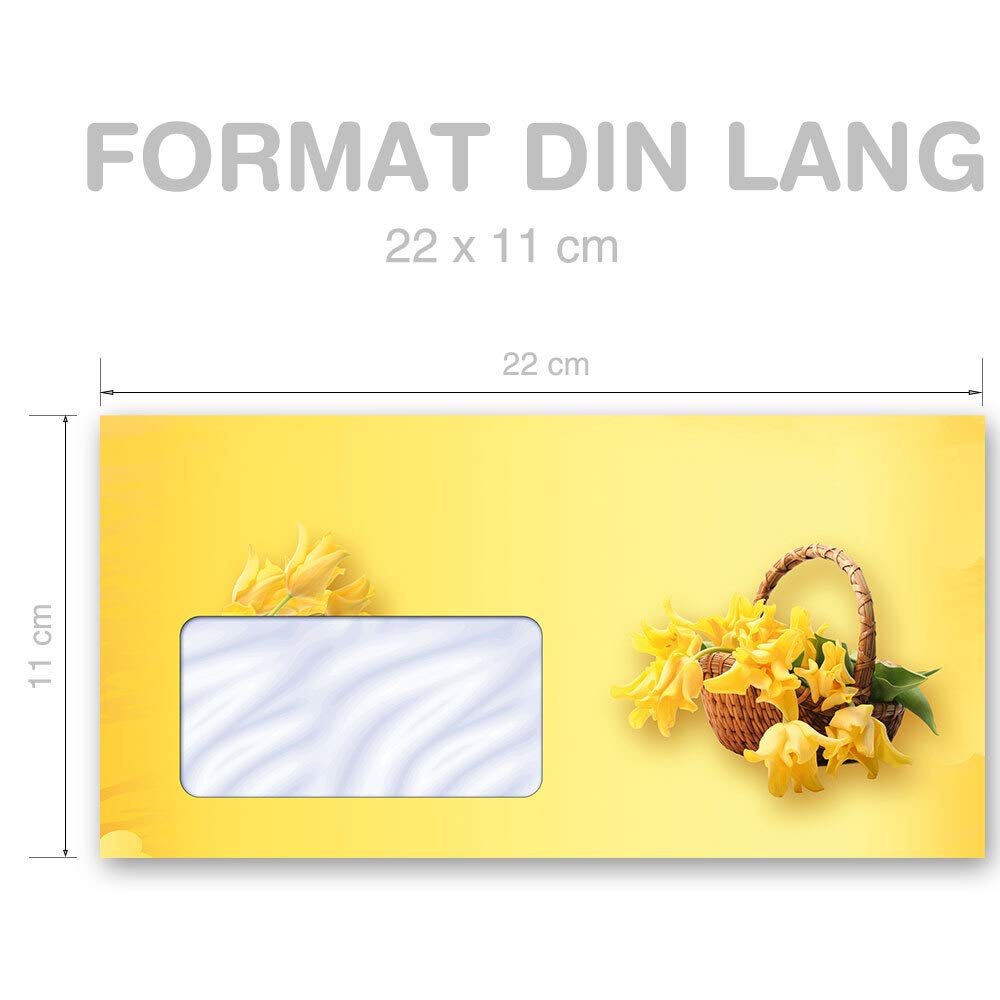 10 Oster-Briefumschläge Bunt Bedruckt – DIN Lang (220x110 Mm) Mit Haftklebestreifen